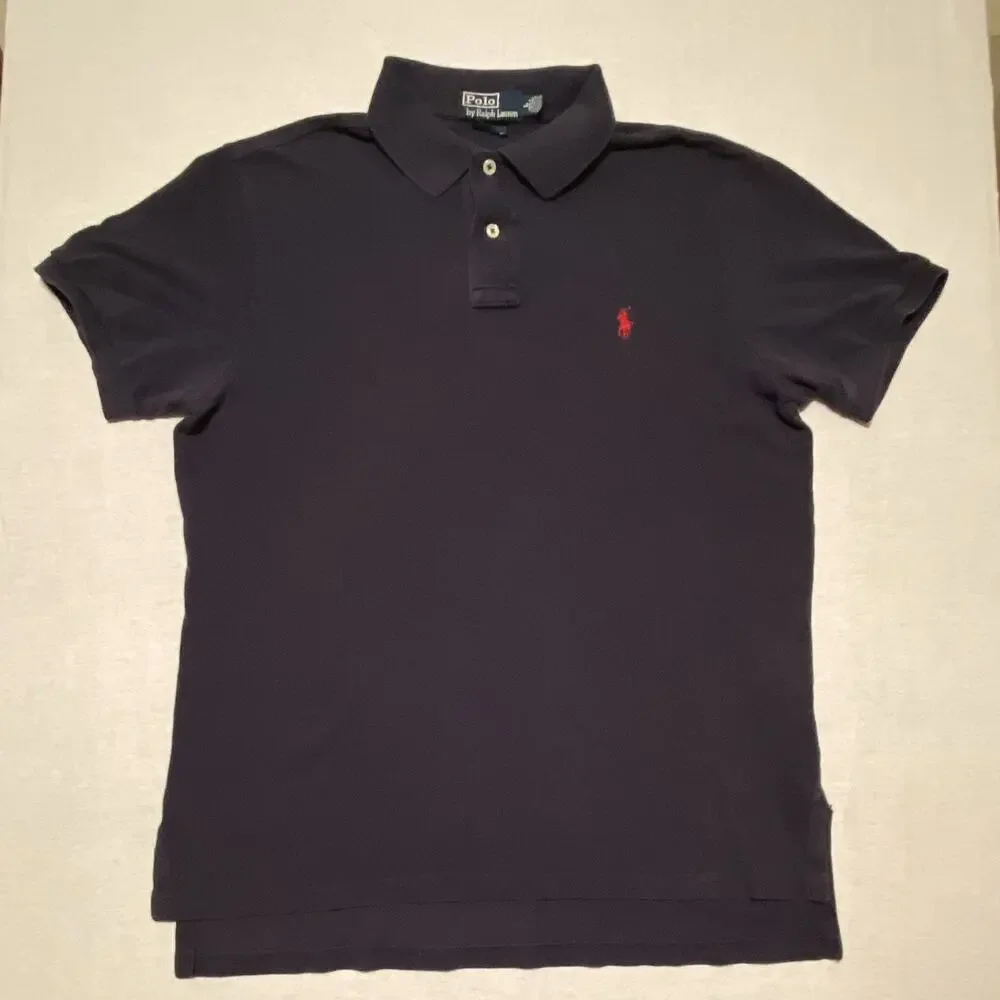 Polo Ralph Lauren black Solid Knit Custom Fit Polo Shirt Men’s L Short Sleeve
